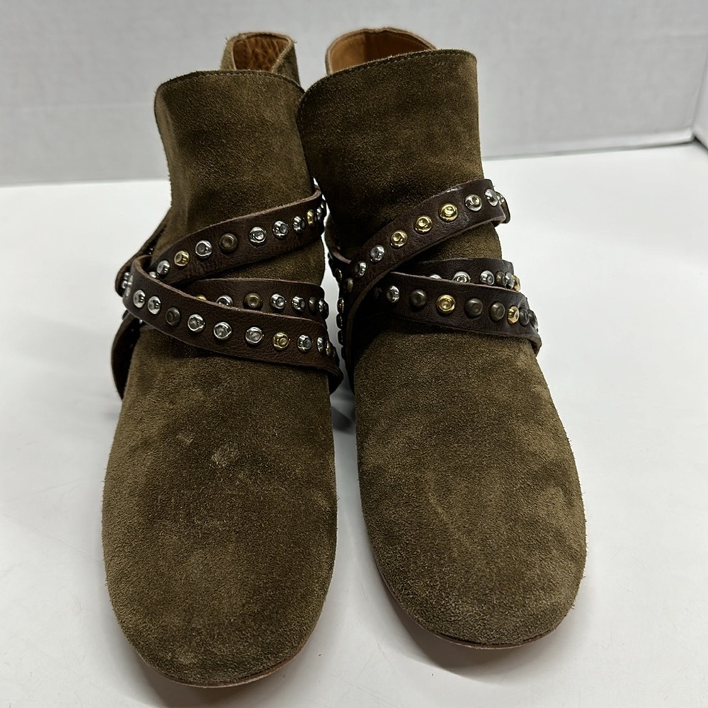 Isabel Marant Etoile Hey Jude Ruben Studded Strap Suede Ankle Boots Booties 37 7 - Picture 3 of 10